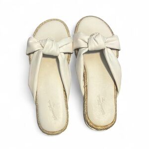 Women's Cream Sandals with Bow Detail